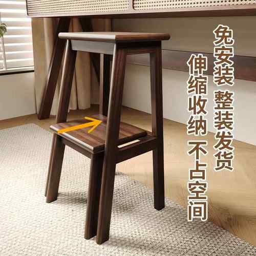 实木梯凳家用可抽拉登高梯子凳子两用多功能置物架厨房稳步爬梯凳 - 图2