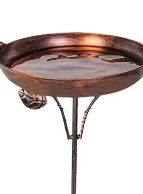 美式复古做旧户外铁艺喂鸟器鸟浴盆陈列装饰带地插花园装饰品