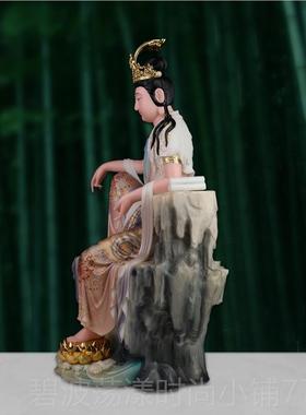 高档莲慈妙庄汉白玉观自在菩观音佛像南海世音萨神家用供奉工像艺