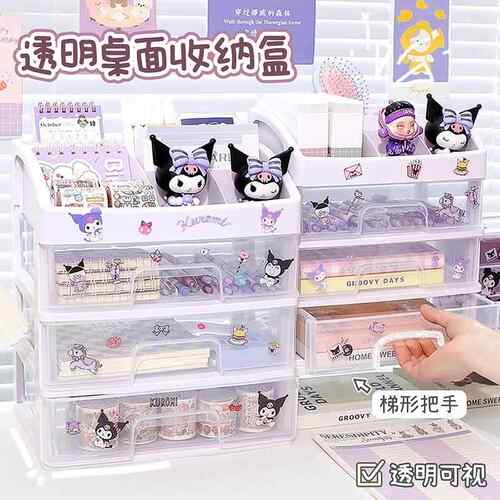 Transparent drawer style desktop storage box, dormitory offi - 图2