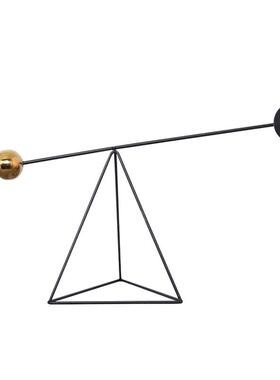 平衡艺术品摆件现代简约创意蓝橙色点线几何指南针软装家居装饰品