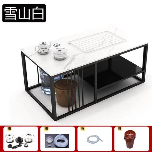 茶几泡茶一体功夫岩板茶几客厅接待现代家用茶台烧水壶小户型茶桌 - 图1