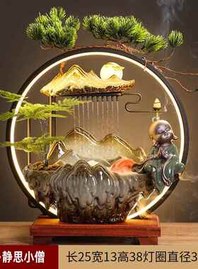 正品中式创意水生财摆桌件循环水客办公厅室面装饰新流家乔迁开业
