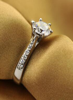 JZ016香儿银新款六爪饰品简单70分钻戒仿钻女款日韩版求结婚礼物