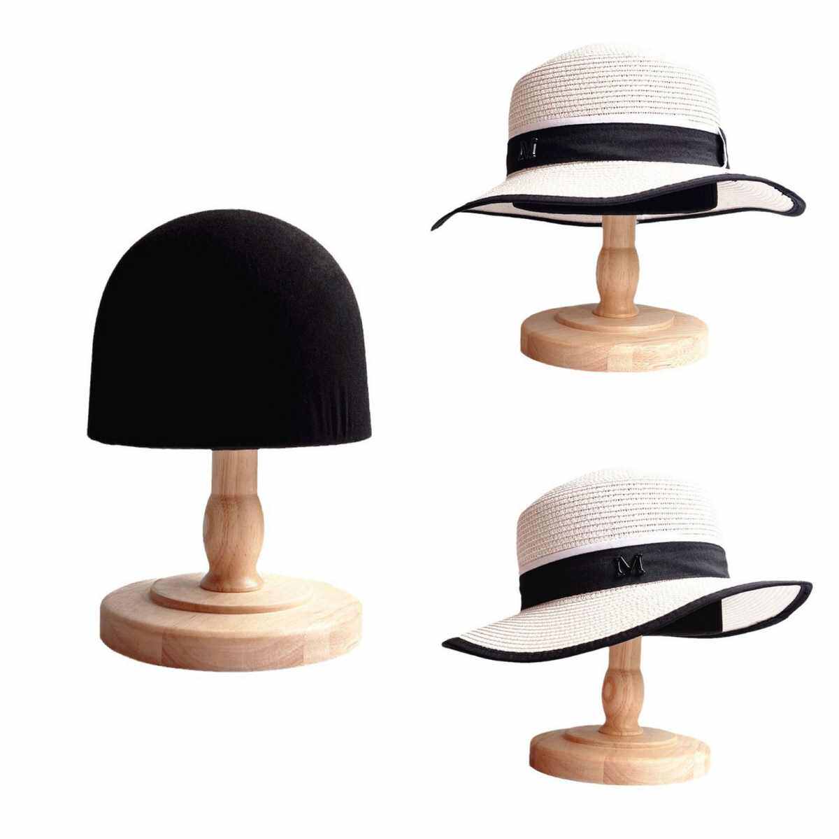 新款创意黑色帽托包布帽子展示架帽子收纳架配实木底座稳固耐用,淘宝优惠券,粉丝福利购,淘宝优惠卷