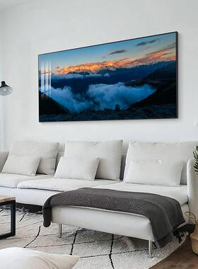 风景摄影样板房装饰画雪山富士山横幅客厅挂画沙发背景墙酒店壁画