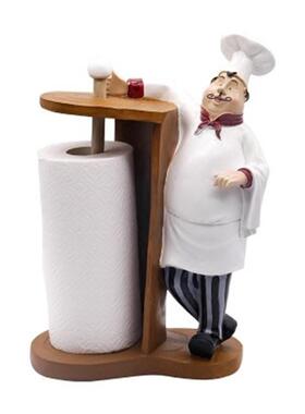 美式创意简约餐厅卷纸架厨师摆件 店铺家居摆设立式厨房纸巾架