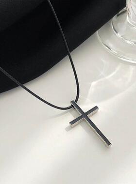 Cross Border Retro Cross Men Women Black Necklace 十字架项炼