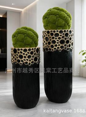 创意时尚玻璃钢大花瓶创意仿真花艺餐厅居家室内咖啡馆软装摆设