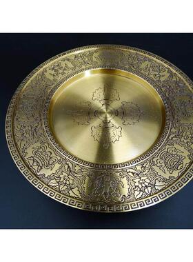 金萨文化 火鸟牌尼泊尔款式八吉祥黄铜曼扎盘曼茶盘供修三十七堆