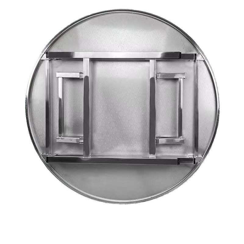 不锈钢折叠圆桌子特厚摆摊小吃店长方桌饭馆烧烤酒席带转盘组合桌 - 图3