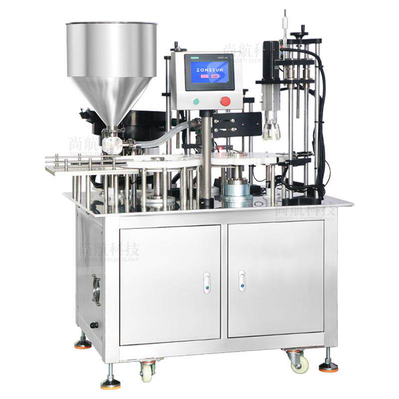 ZONESUN lotion, face cream, fully automatic filling and capping machine, shampoo, multi-station piston filling machine, locking machine