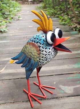 直销新款铁艺工艺品彩色小鸟室内外装饰花园院子金属摆件创意动物