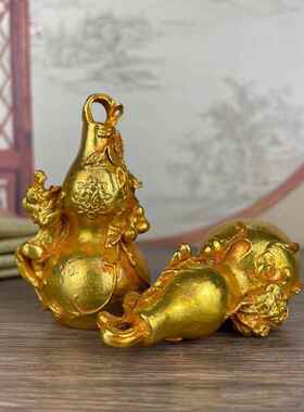 新款直销黄铜鎏金葫芦金蟾吉祥居家饰品店铺摆件福禄葫芦金蟾貔貅