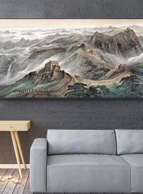 长城简框装饰画现代简约玄关挂画客厅沙发背景墙走廊过道竖版壁画