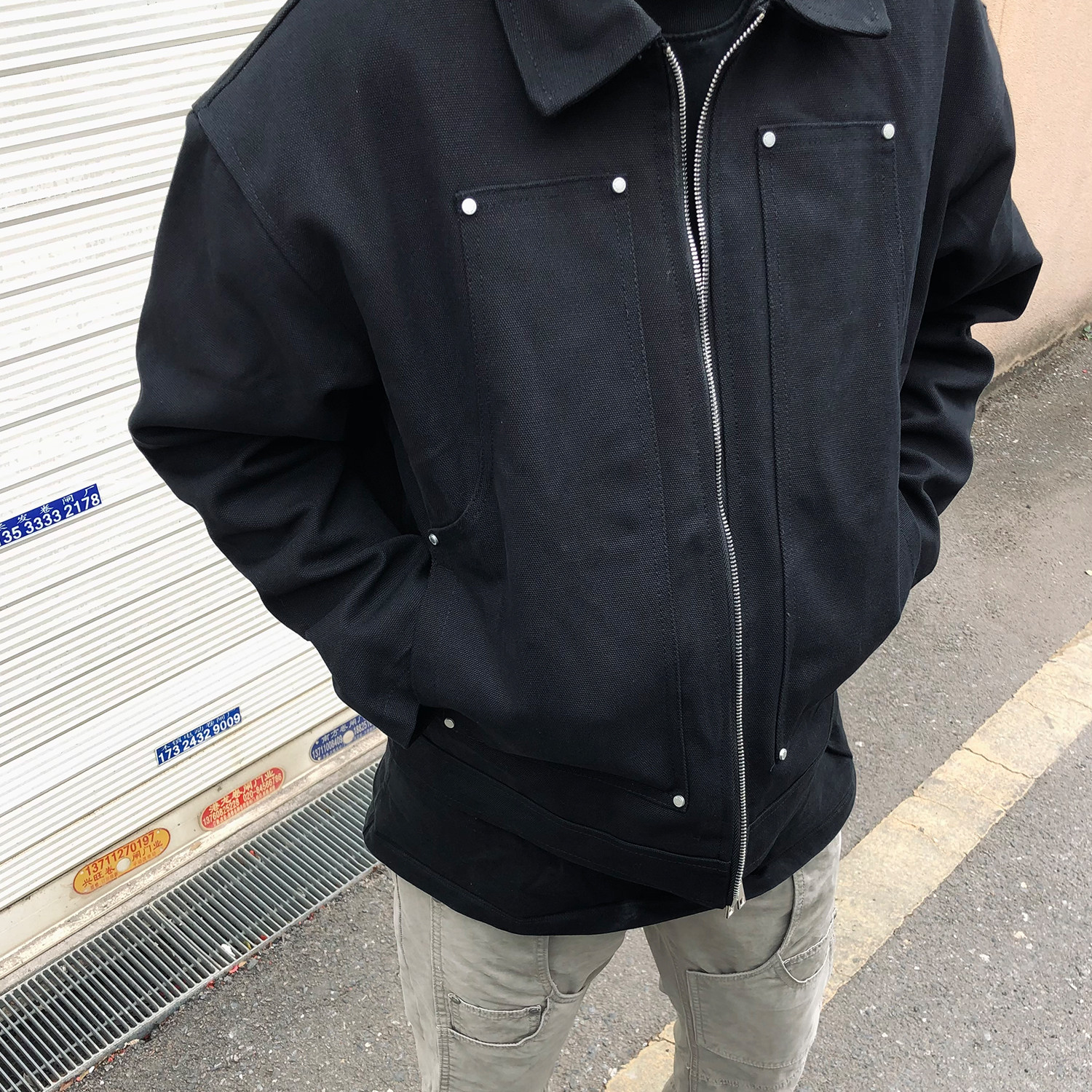 TZG黑色底特律工装夹克外套男