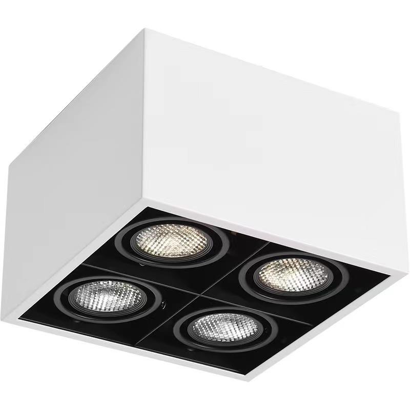 Living room without main light lighting four-head surface-mounted downlight led square Nordic home bold box spotlight ceiling type
