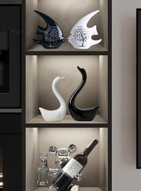 新家装饰天鹅摆件陶瓷轻奢感客厅玄关电视柜酒柜餐边柜装饰品