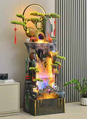 假山流水喷泉鱼缸客厅家居装饰落地水景店铺公司前台招财循环摆件