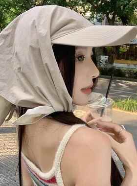 露营登山速干头巾绑带防晒帽女夏季户外鸭舌帽太阳帽遮阳帽子男款