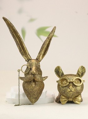 仿铜色动物挂件室内餐厅家居卧室客厅装饰树脂工艺品壁挂装饰