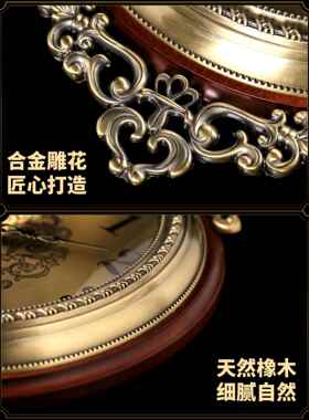欧式覆古挂钟客厅实木2025新款艺术时钟表家用高级感挂墙大气挂表