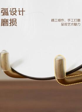 盘子支架赏盘实木托茶饼架瓷盘奇石展示架子碟子摆件黄铜装饰底座