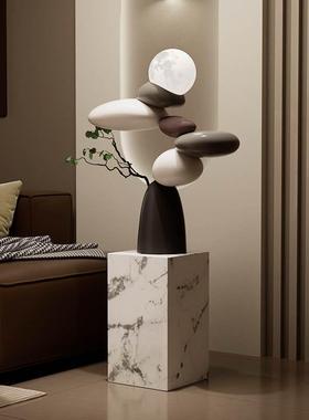 麓r轻奢石来运转落地摆件客厅高级感电视柜沙发旁夜灯装饰品乔迁