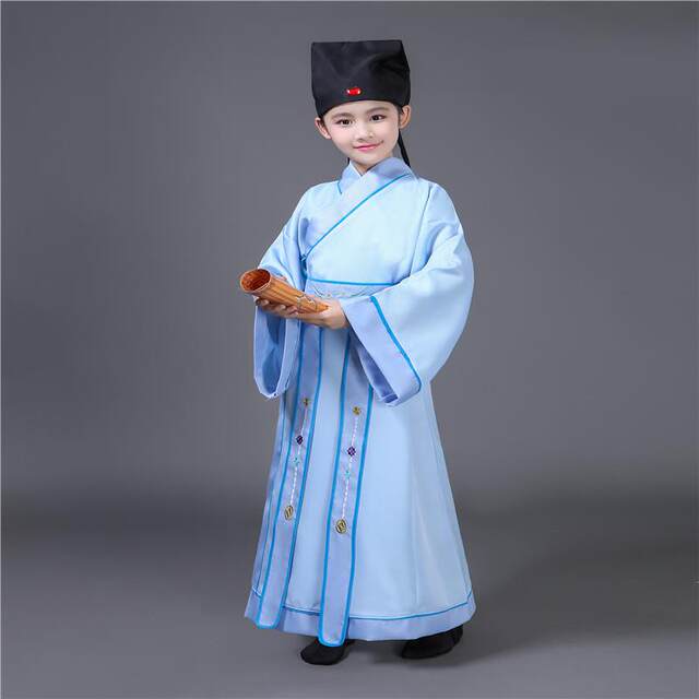 Genuine new children's ancient costumes, Han costumes, ancient costumes, children's books, boys' learning three characters, disciples' performances
