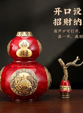 纯黄铜葫芦招财纳福八卦开口摆件新中式福禄装饰乔迁入宅开业礼品