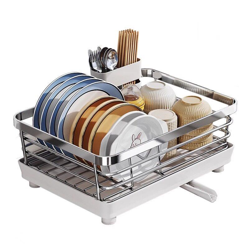 Kitchen 304 stainless steel dish storage rack kitchen storage rack single layer drain basket bowl rack for draining dishes