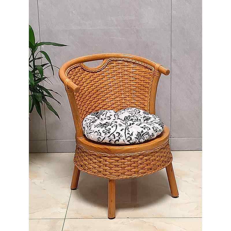 加大坐面扶手藤椅老人用休闲靠背椅实木阳台客厅茶几旁矮凳换鞋凳,淘宝优惠券,粉丝福利购,淘宝优惠卷