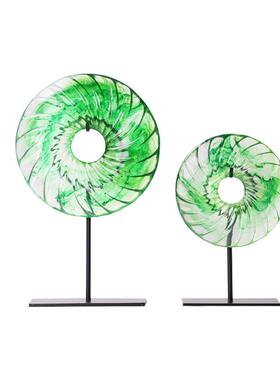 创意新923中式代透明绿现色平安扣摆桌件厅茶几书玄客关家居饰品