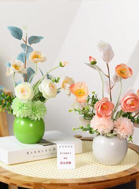 假花花彷31902454真摆设客厅装料饰塑花餐桌花束花摆花插花桌面花