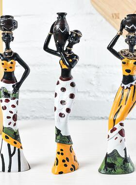 厂家异国风情娃娃非洲人物三件套树脂摆件创意家居礼品装饰品