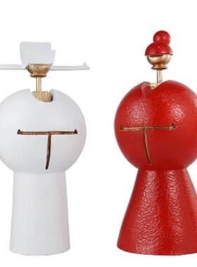 现代简约抽象金属人物雕塑酒店样板房间客厅桌面艺术摆件轻奢软装