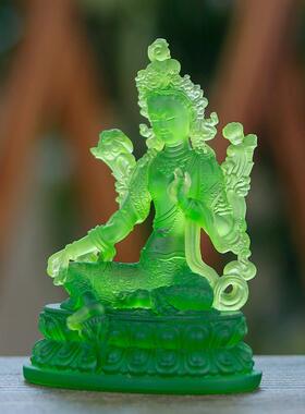 禅越琉璃绿度母观音菩萨佛像装饰佛堂客厅家拜迷你小佛像