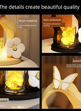 创意蝴蝶香薰灯卧室床头柜艺术装饰饰品客厅气氛灯高端生日礼物