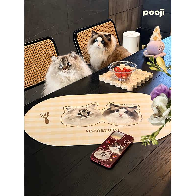POOJI宠物定制周边原创设计餐桌垫易清洗垫猫咪狗狗创意礼物 - 图0