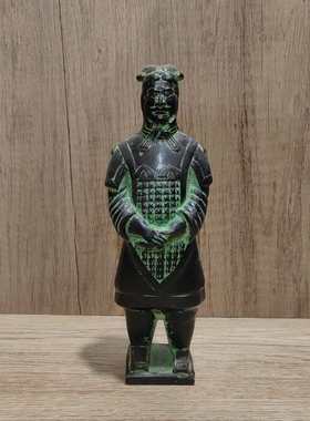 仿古纯铜兵马俑站佣西安秦始皇兵马俑秦俑青铜器摆件收藏工艺品