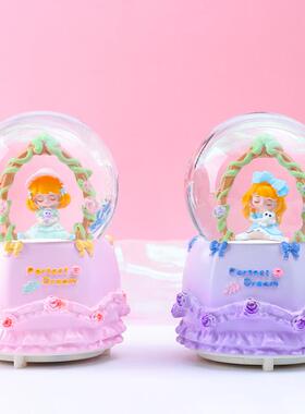 可爱少女心礼品芙拉小姐梦幻水晶球音乐盒女生卧室创意水球摆件