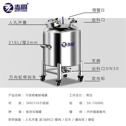不锈钢拉缸不锈钢储罐现货304L/316L不锈钢储存罐化工开口储罐 - 图0