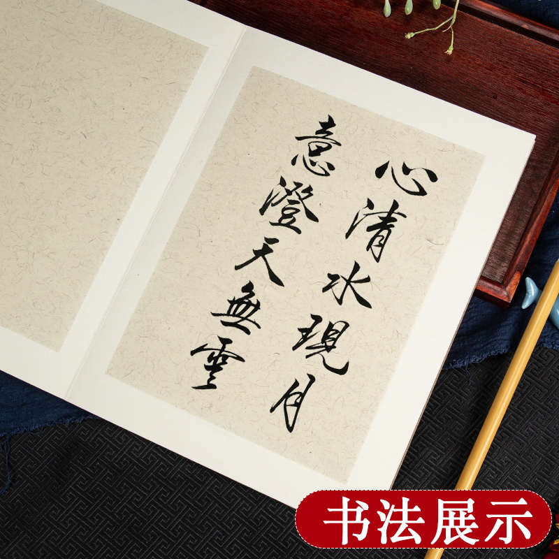 册页宣纸本空白生宣半生熟蜡染书法国画国展卡纸花鸟山水作品硬笔 - 图0