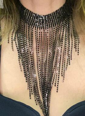 Jewelry long neck chain sparkling diamond collarbone