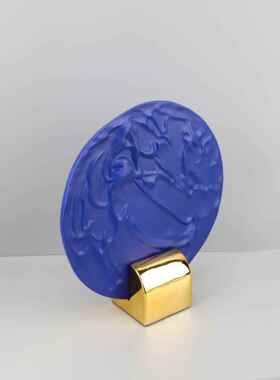 现代简约北欧极简蓝色红色圆形屏风摆件样板房售楼处软装饰品