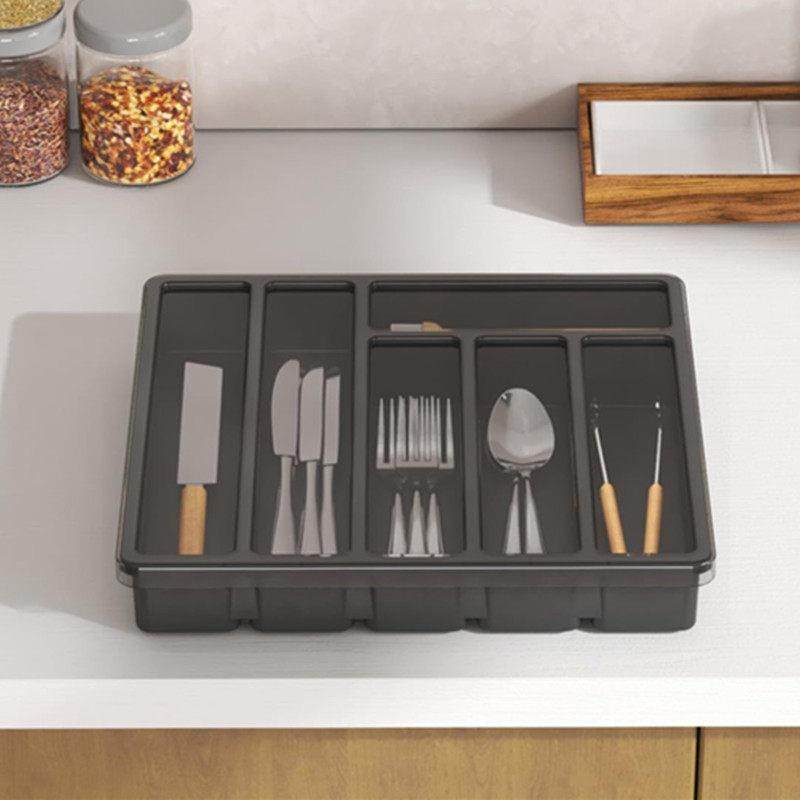 厨房筷子刀叉抽屉收纳盒带盖防尘家用多功能银器餐具工具整理托盘,淘宝优惠券,粉丝福利购,淘宝优惠卷