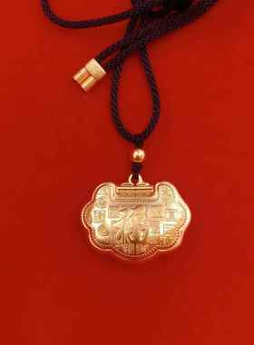 古黄法金色如意锁项康链宝宝锁长命富贵健平安锁包满月小众寓意