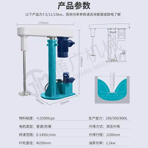 直供FL250型高速分散机乳品光油液体变频分散机液压升降分散机 - 图0