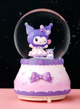 肉桂狗儿童卡通夜光水晶球音乐盒桌面装饰大耳朵狗音乐盒水晶球礼