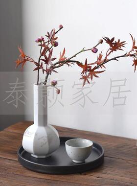 新中式简约仿真花艺陶瓷花瓶托盘样板间民宿客厅餐厅艺术软装摆件